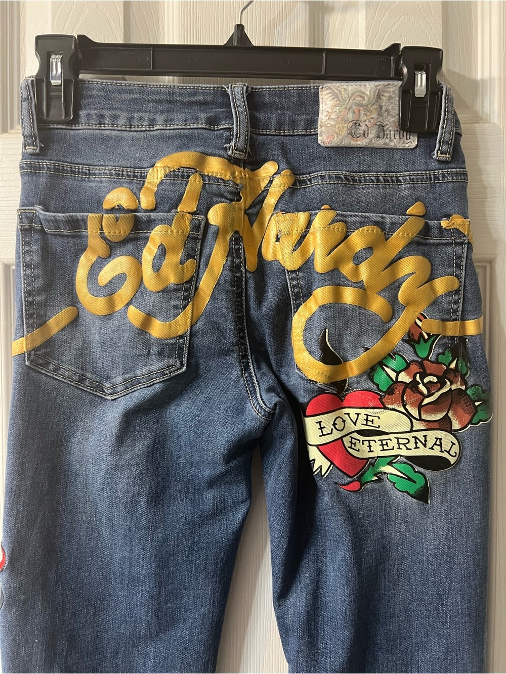 Ed Hardy Y2K True Love Denim Fit and Flare Jeans Womens Size 24” Low Rise